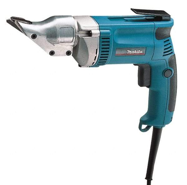 Makita - 2,500 SPM, 115 Volt, Pistol Grip Handle, Handheld Electric Shear - 18 Gauge (Steel) & 20 Gauge (Stainless Steel) Cutting Capacity - Exact Industrial Supply