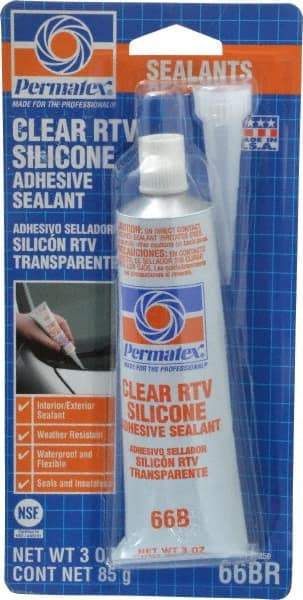 Permatex - 3 oz Tube Clear RTV Silicone Joint Sealant - -75 to 400°F Operating Temp, 24 hr Full Cure Time - Exact Industrial Supply