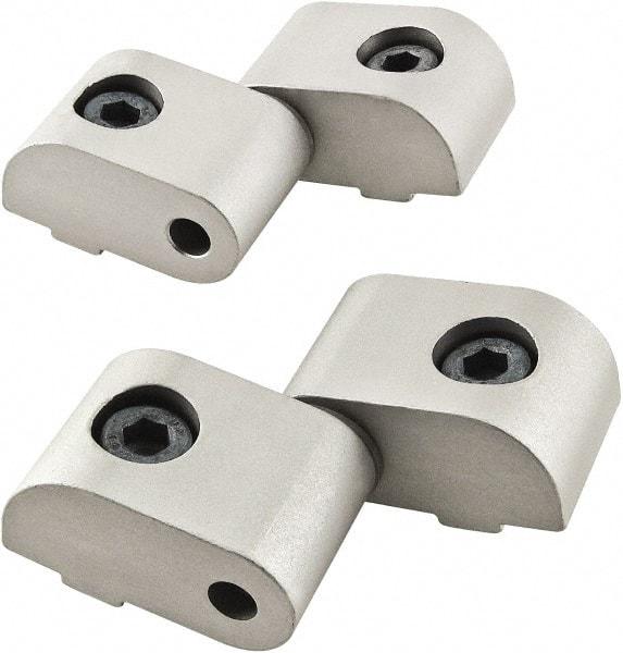 80/20 Inc. - 1-1/2" Long x 1-9/64" Wide x 26mm Thick, Left Lift Off Hinge Long Pin Top Short Pin Bottom - Aluminum, Clear Anodized Finish - Exact Industrial Supply