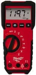 Milwaukee Tool - 2216-20, CAT III, 600 VAC/VDC, Digital True RMS Auto Ranging Multimeter - 40 mOhm, Measures Voltage, Capacitance, Current, Frequency, Resistance - Exact Industrial Supply