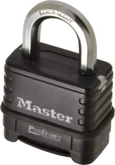 Master Lock - 2-1/4" Body Width x 2" Body Height, 1.063" Shackle Clearance, Die Cast Body & Boron Carbide Combination Lock - 3/8" Shackle Diam - Exact Industrial Supply