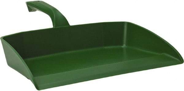 Vikan - 12-1/2" Wide Handheld Dustpan - Plastic Body, 4-1/2" Handle, Green - Exact Industrial Supply