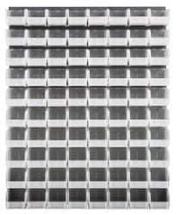 Quantum Storage - 80 Bin Louvered Panel with Ultra Bins - 48 Inch Overall Width x 11 Inch Overall Depth x 61 Inch Overall Height, Clear Tri-Clear Polypropylene Bins - Exact Industrial Supply