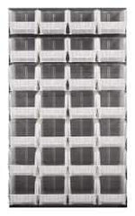 Quantum Storage - 28 Bin Louvered Panel with Ultra Bins - 36 Inch Overall Width x 15 Inch Overall Depth x 61 Inch Overall Height, Clear Tri-Clear Polypropylene Bins - Exact Industrial Supply