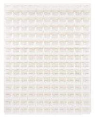 Quantum Storage - 165 Bin Louvered Panel with Ultra Bins - 48 Inch Overall Width x 8 Inch Overall Depth x 61 Inch Overall Height, Clear Tri-Clear Polypropylene Bins - Exact Industrial Supply