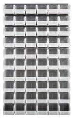 Quantum Storage - 60 Bin Louvered Panel with Ultra Bins - 36 Inch Overall Width x 11 Inch Overall Depth x 61 Inch Overall Height, Clear Tri-Clear Polypropylene Bins - Exact Industrial Supply