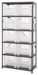 Quantum Storage - 10 Bin Giant Stack Container Storage Shelving - 36 Inch Overall Width x 18 Inch Overall Depth x 75 Inch Overall Height, Clear Tri-Clear Polypropylene Bins - Exact Industrial Supply