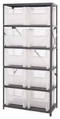 Quantum Storage - 10 Bin Giant Stack Container Storage Shelving - 36 Inch Overall Width x 18 Inch Overall Depth x 75 Inch Overall Height, Clear Tri-Clear Polypropylene Bins - Exact Industrial Supply
