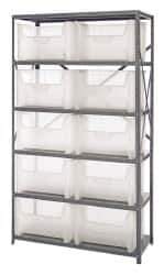 Quantum Storage - 10 Bin Giant Stack Container Storage Shelving - 42 Inch Overall Width x 18 Inch Overall Depth x 75 Inch Overall Height, Clear Tri-Clear Polypropylene Bins - Exact Industrial Supply