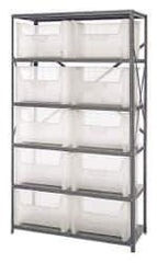 Quantum Storage - 10 Bin Giant Stack Container Storage Shelving - 42 Inch Overall Width x 18 Inch Overall Depth x 75 Inch Overall Height, Clear Tri-Clear Polypropylene Bins - Exact Industrial Supply
