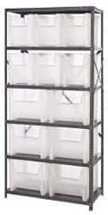 Quantum Storage - 12 Bin Giant Stack Container Storage Shelving - 36 Inch Overall Width x 18 Inch Overall Depth x 75 Inch Overall Height, Clear Tri-Clear Polypropylene Bins - Exact Industrial Supply