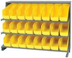 Quantum Storage - 24 Bin Store-More Sloped Shelving System - 36 Inch Overall Width x 12 Inch Overall Depth x 26-1/2 Inch Overall Height, Yellow Polypropylene Bins - Exact Industrial Supply