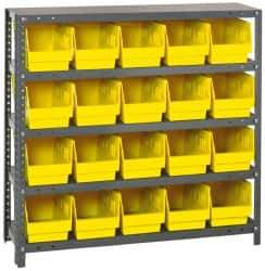 Quantum Storage - 20 Bin Store-More Shelf Bin System - 36 Inch Overall Width x 18 Inch Overall Depth x 39 Inch Overall Height, Yellow Polypropylene Bins - Exact Industrial Supply