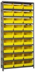 Quantum Storage - 27 Bin Store-More Shelf Bin System - 36 Inch Overall Width x 18 Inch Overall Depth x 75 Inch Overall Height, Yellow Polypropylene Bins - Exact Industrial Supply