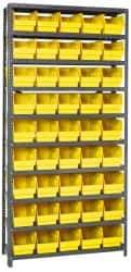 Quantum Storage - 45 Bin Store-More Shelf Bin System - 36 Inch Overall Width x 18 Inch Overall Depth x 75 Inch Overall Height, Yellow Polypropylene Bins - Exact Industrial Supply