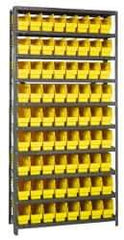 Quantum Storage - 72 Bin Store-More Shelf Bin System - 36 Inch Overall Width x 18 Inch Overall Depth x 75 Inch Overall Height, Yellow Polypropylene Bins - Exact Industrial Supply