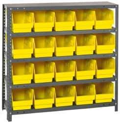 Quantum Storage - 20 Bin Store-More Shelf Bin System - 36 Inch Overall Width x 12 Inch Overall Depth x 39 Inch Overall Height, Yellow Polypropylene Bins - Exact Industrial Supply
