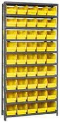 Quantum Storage - 45 Bin Store-More Shelf Bin System - 36 Inch Overall Width x 12 Inch Overall Depth x 75 Inch Overall Height, Yellow Polypropylene Bins - Exact Industrial Supply