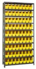 Quantum Storage - 72 Bin Store-More Shelf Bin System - 36 Inch Overall Width x 12 Inch Overall Depth x 75 Inch Overall Height, Yellow Polypropylene Bins - Exact Industrial Supply