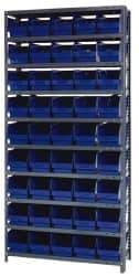 Quantum Storage - 45 Bin Store-More Shelf Bin System - 36 Inch Overall Width x 18 Inch Overall Depth x 75 Inch Overall Height, Blue Polypropylene Bins - Exact Industrial Supply