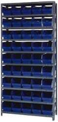 Quantum Storage - 45 Bin Store-More Shelf Bin System - 36 Inch Overall Width x 12 Inch Overall Depth x 75 Inch Overall Height, Blue Polypropylene Bins - Exact Industrial Supply