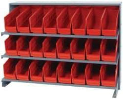 Quantum Storage - 24 Bin Store-More Sloped Shelving System - 36 Inch Overall Width x 12 Inch Overall Depth x 26-1/2 Inch Overall Height, Red Polypropylene Bins - Exact Industrial Supply