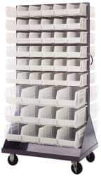 Quantum Storage - 96 Bin Mobile Louvered Rack with Ultra Bins - 36 Inch Overall Width x 25 Inch Overall Depth x 72 Inch Overall Height, Clear Tri-Clear Polypropylene Bins - Exact Industrial Supply