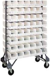 Quantum Storage - 96 Bin Rail System with Ultra Bins - 36 Inch Overall Width x 20 Inch Overall Depth x 53 Inch Overall Height, Clear Tri-Clear Polypropylene Bins - Exact Industrial Supply