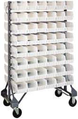 Quantum Storage - 96 Bin Rail System with Ultra Bins - 36 Inch Overall Width x 20 Inch Overall Depth x 53 Inch Overall Height, Clear Tri-Clear Polypropylene Bins - Exact Industrial Supply