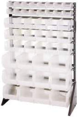 Quantum Storage - 46 Bin Rail System with Ultra Bins - 36 Inch Overall Width x 15 Inch Overall Depth x 53 Inch Overall Height, Clear Tri-Clear Polypropylene Bins - Exact Industrial Supply