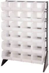 Quantum Storage - 24 Bin Rail System with Ultra Bins - 36 Inch Overall Width x 15 Inch Overall Depth x 53 Inch Overall Height, Clear Tri-Clear Polypropylene Bins - Exact Industrial Supply