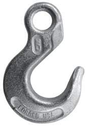 CM - Chain Grade 100, 8,800 Lbs. Load Limit Eye Sling Hook - 1.44 Inch Hook Throat, 4.78 Inch Reach, 0.94 Inch Eye Inside Diameter, 3/8 Inch Chain Diameter, 6.64 Inch Overall Length, 0.56 Inch Eye Thickness - Exact Industrial Supply