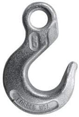 CM - Chain Grade 100, 15,000 Lbs. Load Limit Eye Sling Hook - 1.78 Inch Hook Throat, 5.69 Inch Reach, 1.13 Inch Eye Inside Diameter, 1/2 Inch Chain Diameter, 8.16 Inch Overall Length, 3/4 Inch Eye Thickness - Exact Industrial Supply