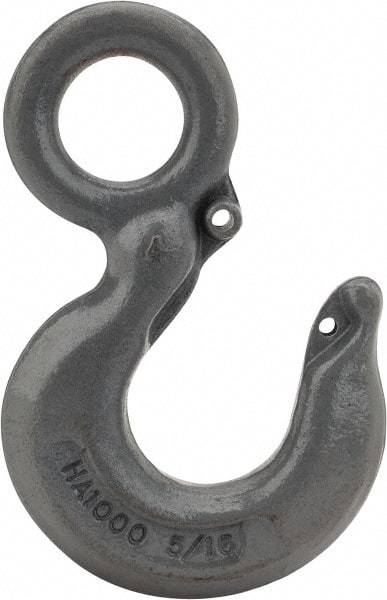 CM - Chain Grade 100, 5,700 Lbs. Load Limit Eye Rigging Hook - 1.06 Inch Hook Throat, 4.09 Inch Reach, 1.13 Inch Eye Inside Diameter, 5/16 Inch Chain Diameter, 5.63 Inch Overall Length, 1/2 Inch Eye Thickness - Exact Industrial Supply