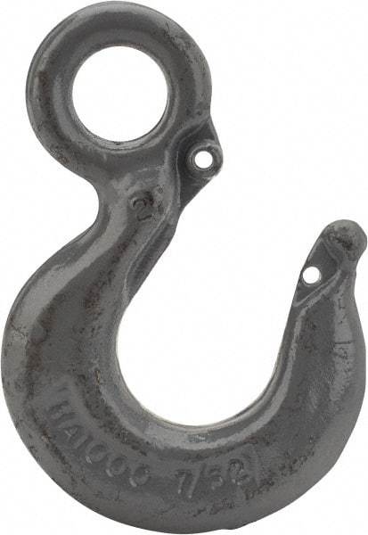 CM - Chain Grade 100, 4,300 Lbs. Load Limit Eye Rigging Hook - 0.97 Inch Hook Throat, 3.66 Inch Reach, 0.88 Inch Eye Inside Diameter, 9/32 Inch Chain Diameter, 5.04 Inch Overall Length, 0.44 Inch Eye Thickness - Exact Industrial Supply