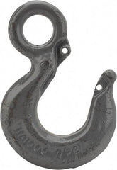 CM - Chain Grade 100, 4,300 Lbs. Load Limit Eye Rigging Hook - 0.97 Inch Hook Throat, 3.66 Inch Reach, 0.88 Inch Eye Inside Diameter, 9/32 Inch Chain Diameter, 5.04 Inch Overall Length, 0.44 Inch Eye Thickness - Exact Industrial Supply