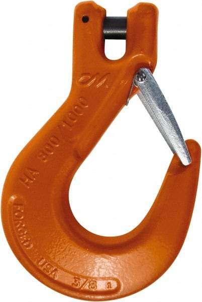 CM - 5/8 Inch Chain Diameter, Grade 100 Clevis Hook - 22,600 Lbs. Load Capacity, 0.71 Inch Inside Diameter, 3/4 Inch Pin Diameter, 1.69 Inch Hook Throat, 8.43 Inch Overall Length, 6.2 Inch Hook Width - Exact Industrial Supply