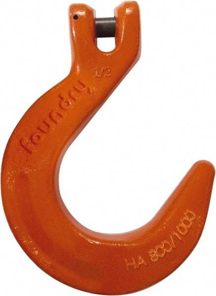 CM - 5/8 Inch Chain Diameter, Grade 100 Clevis Hook - 22,600 Lbs. Load Capacity, 0.71 Inch Inside Diameter, 3/4 Inch Pin Diameter, 4.07 Inch Hook Throat, 10.98 Inch Overall Length, 7.94 Inch Hook Width - Exact Industrial Supply