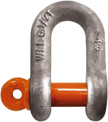 CM - 5/16" Nominal Chain Size, 0.75 Ton Carbon Steel Screw Chain Shackle - 15/32" Diam, 3/8" Pin Diam, 17/32" Wide Inside Jaw, 17/32" Inside Width - Exact Industrial Supply