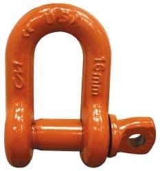 CM - 3/8" Nominal Chain Size, 1.5 Ton Carbon Steel Screw Chain Shackle - 17/32" Diam, 7/16" Pin Diam, 21/32" Wide Inside Jaw, 21/32" Inside Width - Exact Industrial Supply