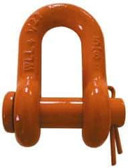 CM - 3/8" Nominal Chain Size, 1.5 Ton Carbon Steel Round Chain Shackle - 17/32" Diam, 7/16" Pin Diam, 21/32" Wide Inside Jaw, 21/32" Inside Width - Exact Industrial Supply