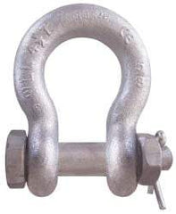 CM - 7/16" Nominal Chain Size, 2 Ton Carbon Steel Bolt Anchor Shackle - 19/32" Diam, 1/2" Pin Diam, 3/4" Wide Inside Jaw, 1-1/32" Inside Width - Exact Industrial Supply