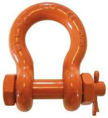 CM - 5/16" Nominal Chain Size, 1 Ton Carbon Steel Bolt Anchor Shackle - 15/32" Diam, 3/8" Pin Diam, 17/32" Wide Inside Jaw, 25/32" Inside Width - Exact Industrial Supply