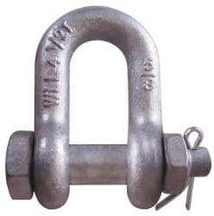 CM - 1/2" Nominal Chain Size, 3 Ton Carbon Steel Bolt Chain Shackle - 23/32" Diam, 5/8" Pin Diam, 13/16" Wide Inside Jaw, 13/16" Inside Width - Exact Industrial Supply