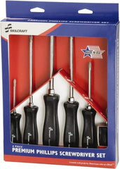 Ability One - 6 Piece Phillips Screwdriver Set - Bit Sizes: Philips #1 to #4 - Exact Industrial Supply