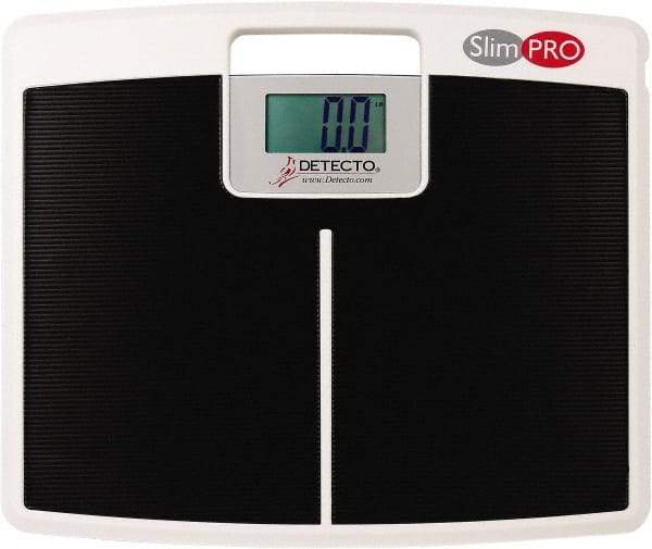 Detecto - 17" x 14" Wide x 1.4" Base, 440 Lb Capacity, LCD Digital Scale - 0.2 Lb Graduation, (4) AAA Batteries (Included) - Exact Industrial Supply