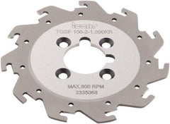 Iscar - Arbor Hole Connection, 0.079" Cutting Width, 1.02" Depth of Cut, 0.065" Cutter Diam, 1" Hole Diam, 11 Tooth Indexable Slotting Cutter - TGSF Toolholder, TAG N2 Insert - Exact Industrial Supply