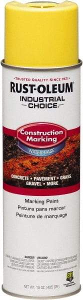Rust-Oleum - 15 fl oz Yellow Marking Paint - Water-Based Formula - Exact Industrial Supply