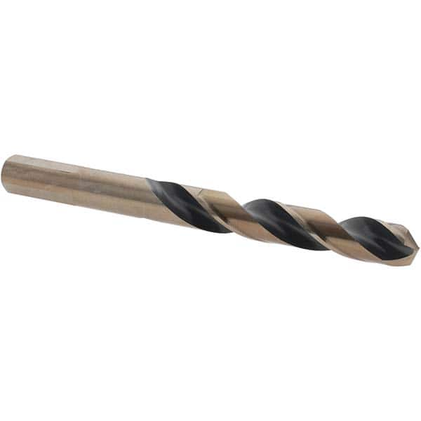 Mechanics Drill Bit: 0.397″ Dia, 135 ™, High Speed Steel, Weldon Shank, Split Point Oxide Finish, 4-3/8″ OAL, RH Cut