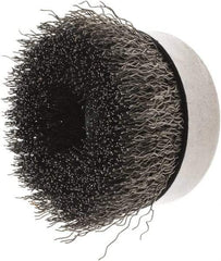 Weiler - 4" Diam, 5/8-11 Threaded Arbor, Steel Fill Cup Brush - 0.02 Wire Diam, 1-3/8" Trim Length, 9,000 Max RPM - Exact Industrial Supply